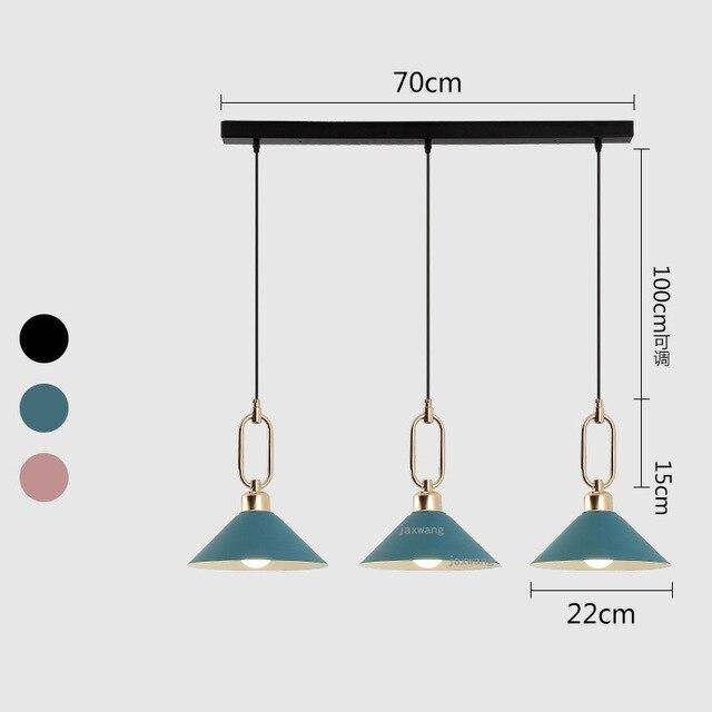 Suspension LED conique moderne "Many" | Marco Lucetti Bleu - 3 lampes - Base rectangle