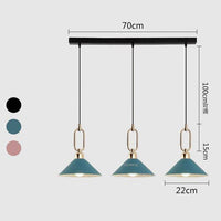 Suspension LED conique moderne "Many" | Marco Lucetti Bleu - 3 lampes - Base rectangle