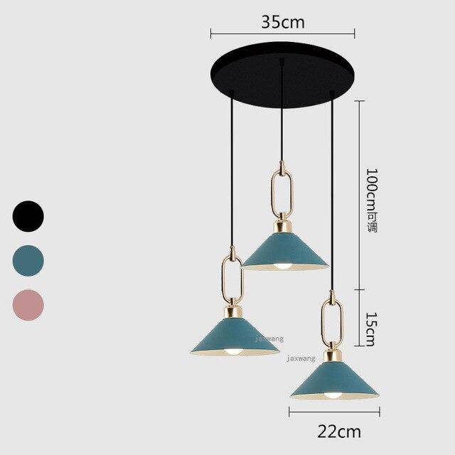 Suspension LED conique moderne "Many" | Marco Lucetti Bleu - 3 lampes - Base ronde