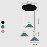 Suspension LED conique moderne "Many" | Marco Lucetti Bleu - 3 lampes - Base ronde