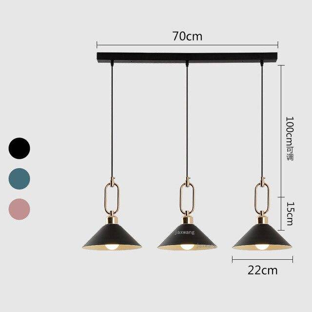 Suspension LED conique moderne "Many" | Marco Lucetti Noir - 3 lampes - Base rectangle