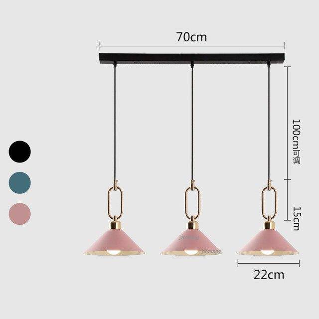 Suspension LED conique moderne "Many" | Marco Lucetti Rose - 3 lampes - Base rectangle