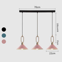 Suspension LED conique moderne "Many" | Marco Lucetti Rose - 3 lampes - Base rectangle