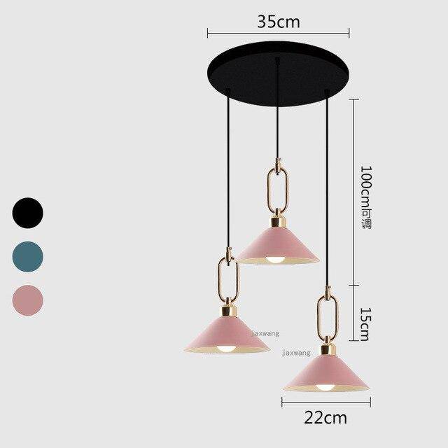 Suspension LED conique moderne "Many" | Marco Lucetti Rose - 3 lampes - Base ronde
