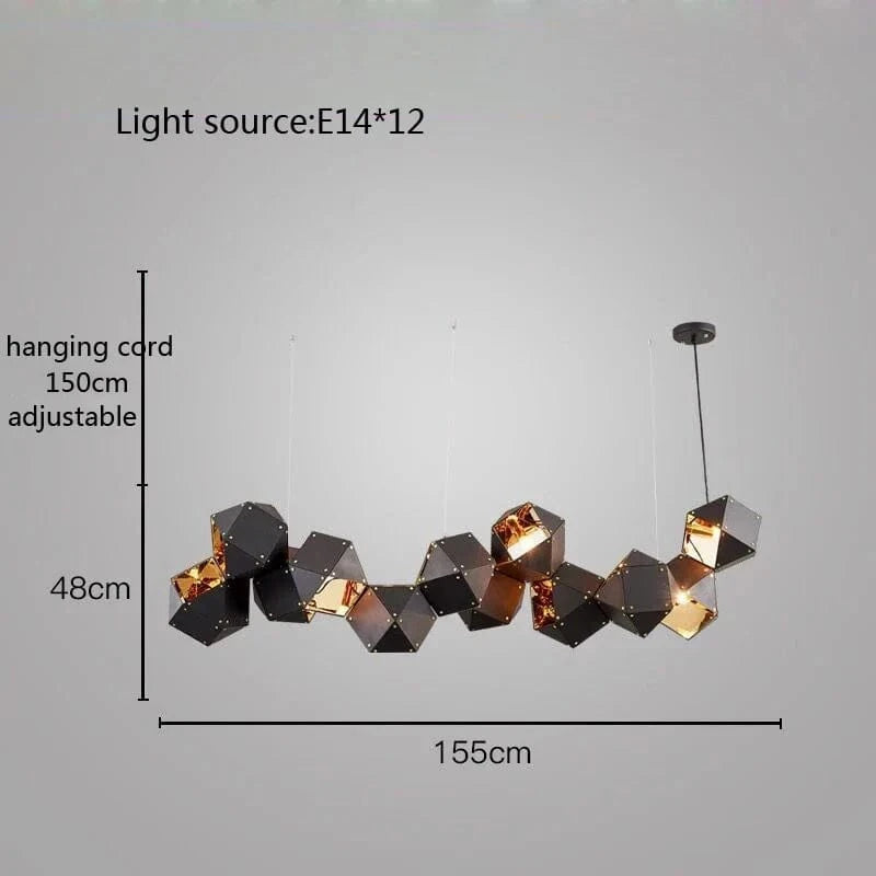 Suspension LED Cube Art Déco Style - Saison Assortie | Marco Lucetti Noir 12 lumière / Lumière chaude