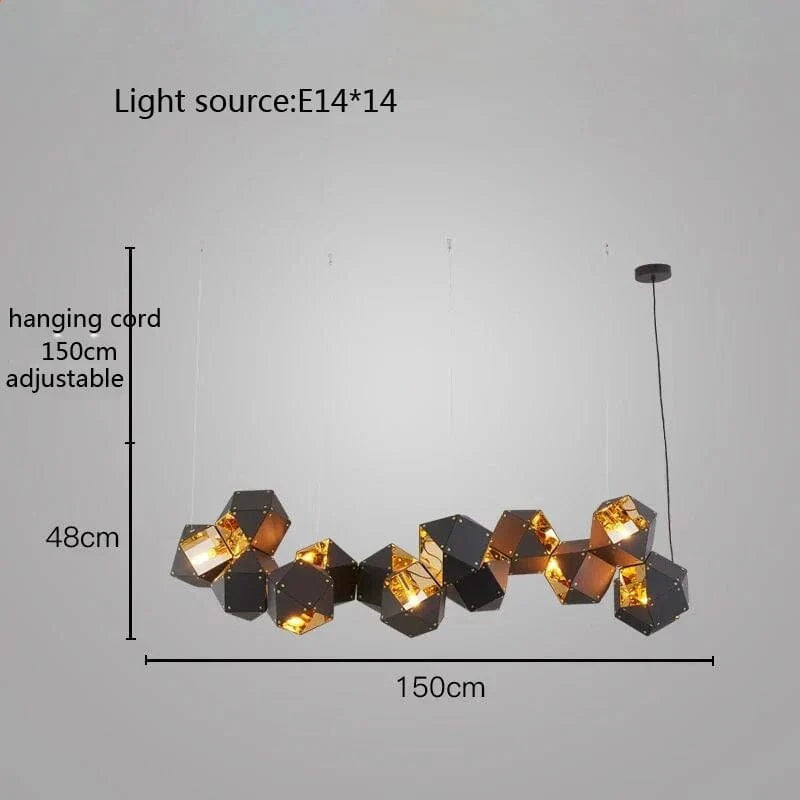 Suspension LED Cube Art Déco Style - Saison Assortie | Marco Lucetti Noir 14 lumière / Lumière chaude