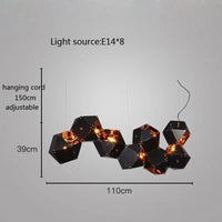 Suspension LED Cube Art Déco Style - Saison Assortie | Marco Lucetti Noir 8 lumière / Lumière chaude