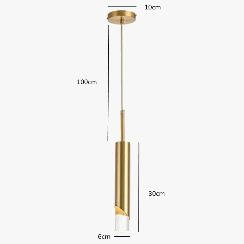Suspension LED Cuivre Or Cylindrique - Design Élégant | Marco Lucetti