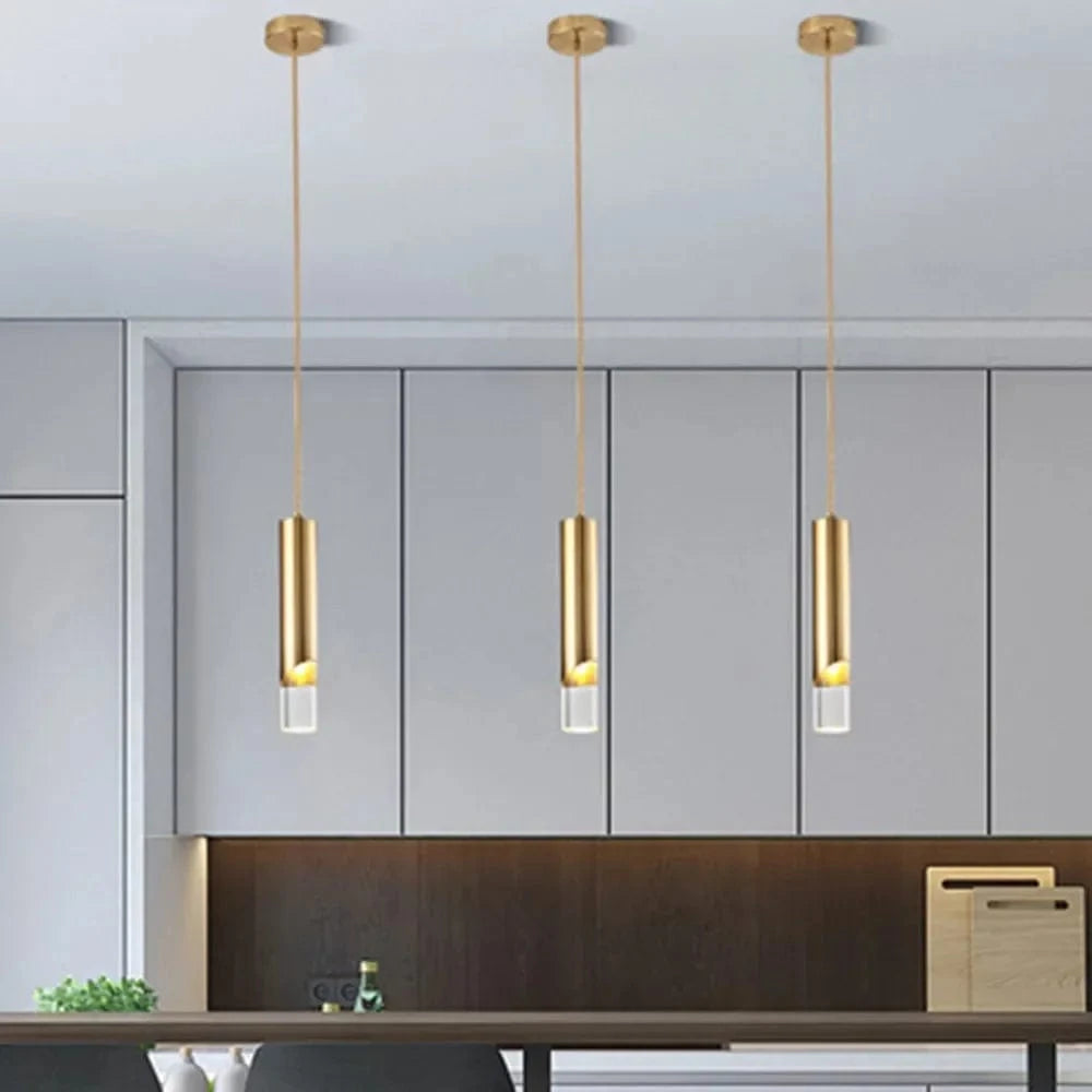 Suspension LED Cuivre Or Cylindrique - Design Élégant | Marco Lucetti