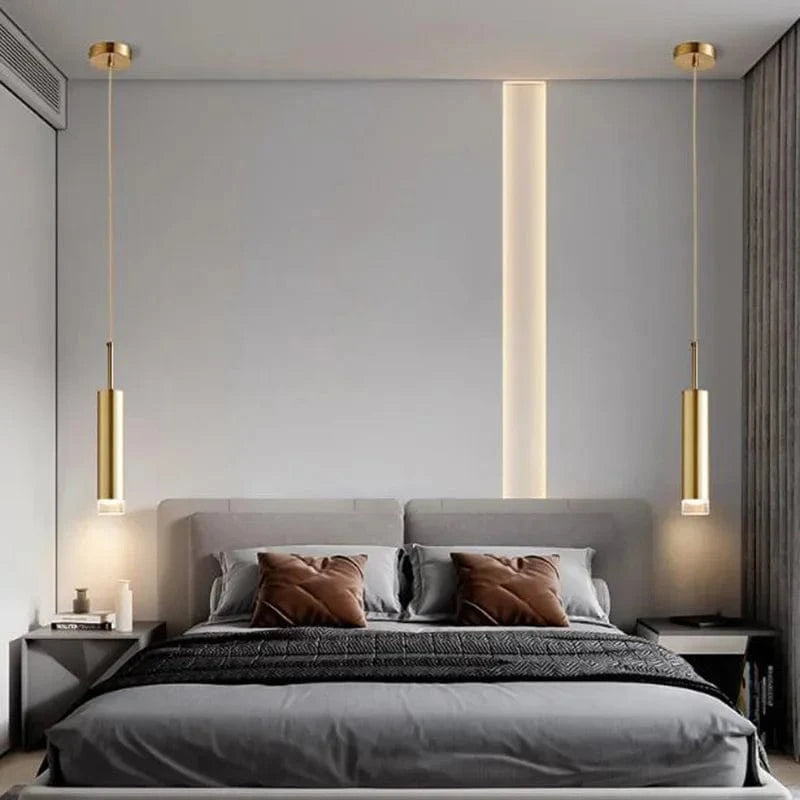 Suspension LED Cuivre Or Cylindrique - Design Élégant | Marco Lucetti