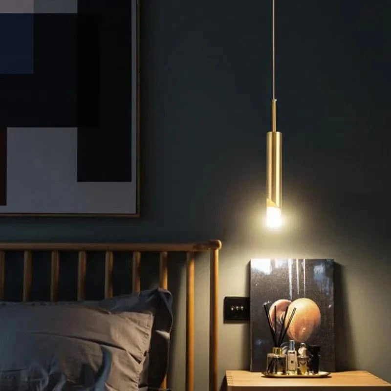 Suspension LED Cuivre Or Cylindrique - Design Élégant | Marco Lucetti