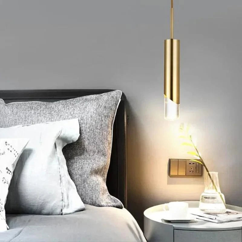 Suspension LED Cuivre Or Cylindrique - Design Élégant | Marco Lucetti