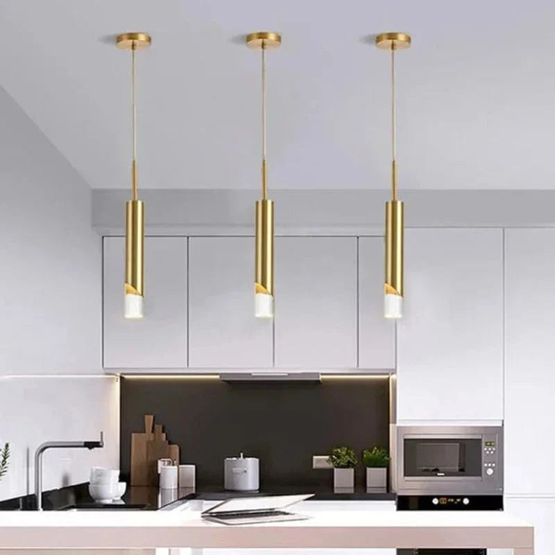 Suspension LED Cuivre Or Cylindrique - Design Élégant | Marco Lucetti