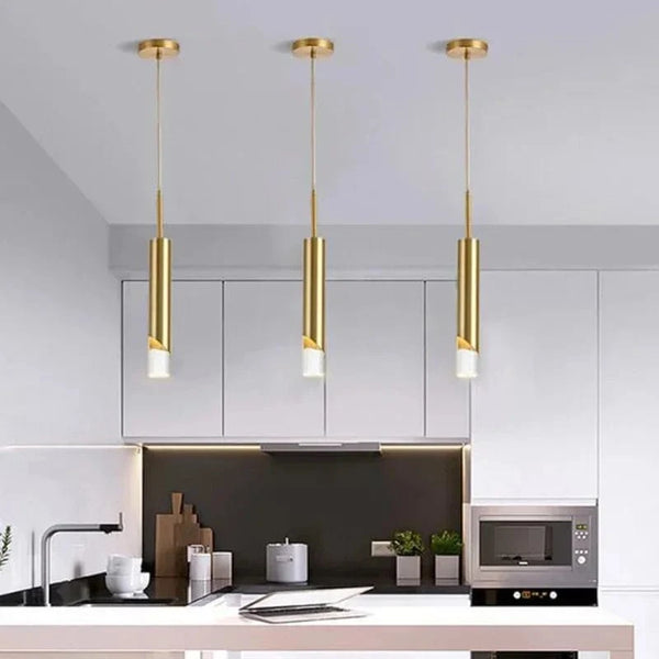 Suspension LED Cuivre Or Cylindrique - Design Élégant | Marco Lucetti