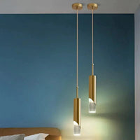 Suspension LED Cuivre Or Cylindrique - Design Élégant | Marco Lucetti