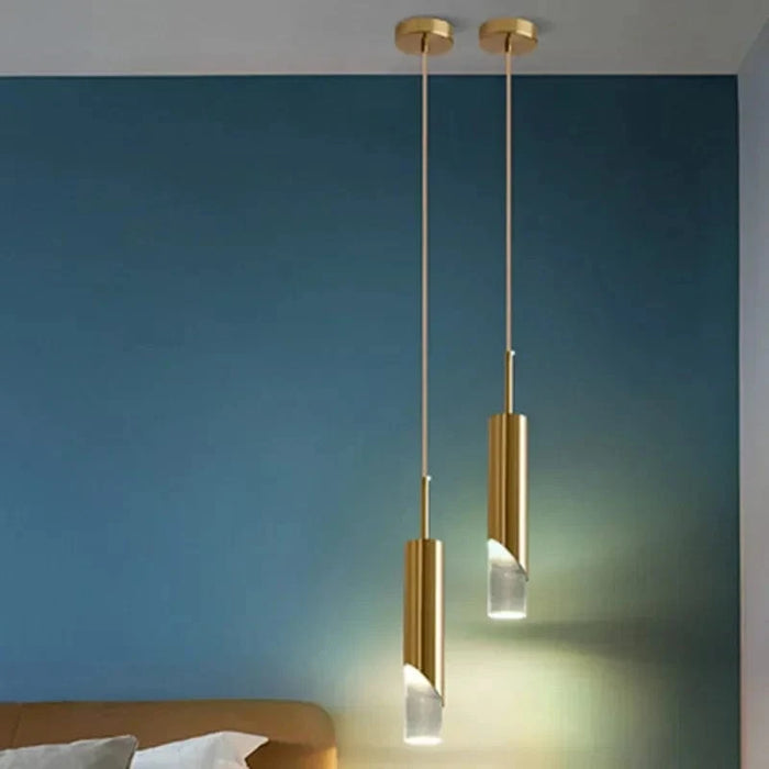 Suspension LED Cuivre Or Cylindrique - Design Élégant | Marco Lucetti