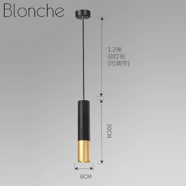 Suspension LED Cylindre Noir & Doré "Hang Style" | Marco Lucetti