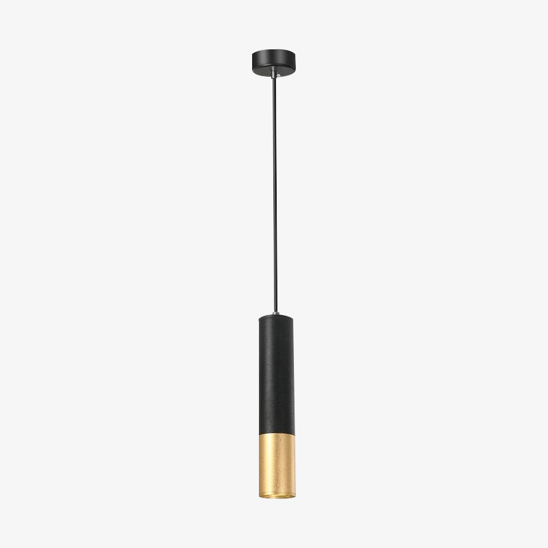 Suspension LED Cylindre Noir & Doré "Hang Style" | Marco Lucetti