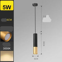 Suspension LED Cylindre Noir & Doré "Hang Style" | Marco Lucetti A