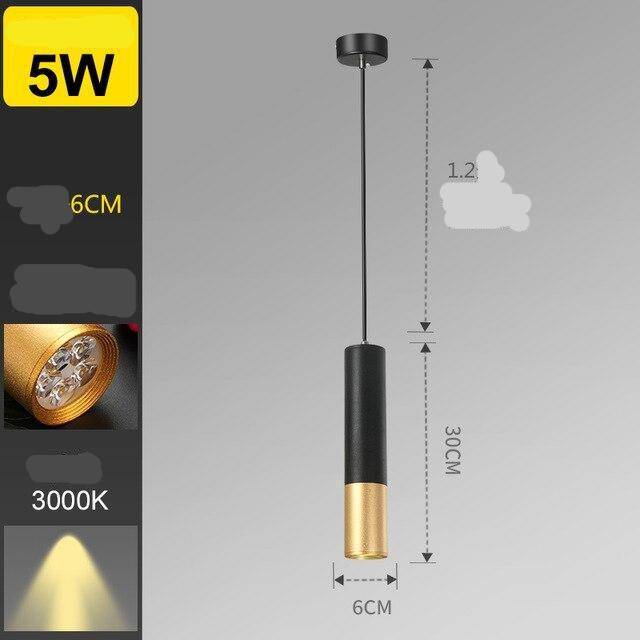 Suspension LED Cylindre Noir & Doré "Hang Style" | Marco Lucetti B