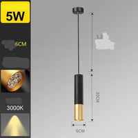 Suspension LED Cylindre Noir & Doré "Hang Style" | Marco Lucetti B