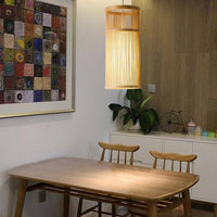 Suspension LED cylindrique en bambou Handicraft Farmhouse | Marco Lucetti