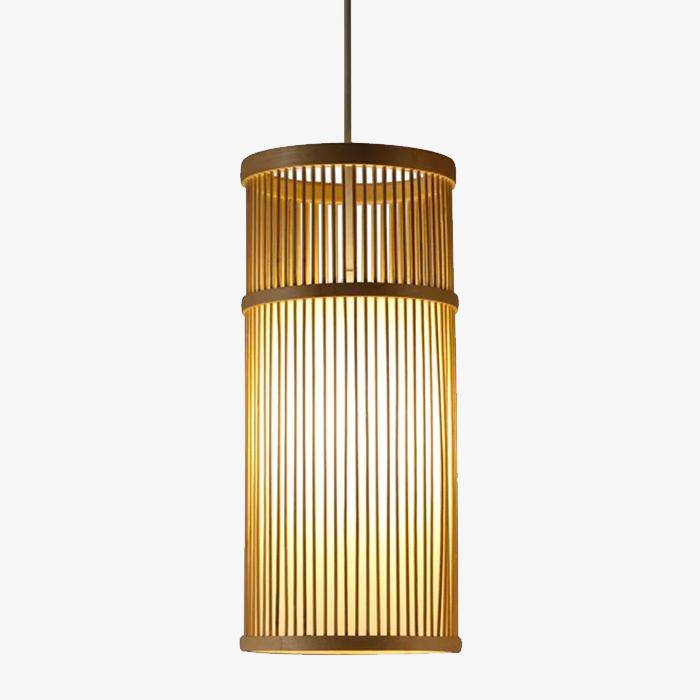 Suspension LED cylindrique en bambou Handicraft Farmhouse | Marco Lucetti