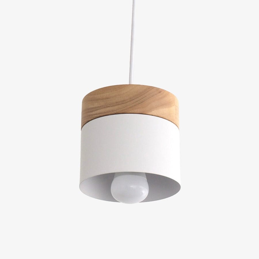 Suspension LED cylindrique en métal et bois - Style Moderne | Marco Lucetti Blanc