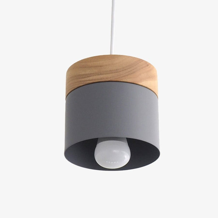 Suspension LED cylindrique en métal et bois - Style Moderne | Marco Lucetti Gris