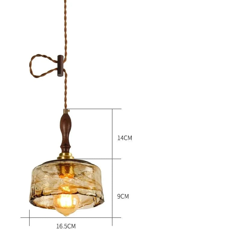 Suspension LED de style japonais en bois et cuivre - Design vintage et réglable | Marco Lucetti Verre 12 / 4W