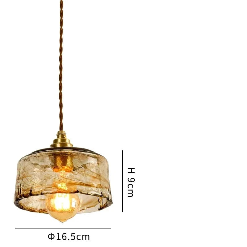 Suspension LED de style japonais en bois et cuivre - Design vintage et réglable | Marco Lucetti Verre 7 / 4W