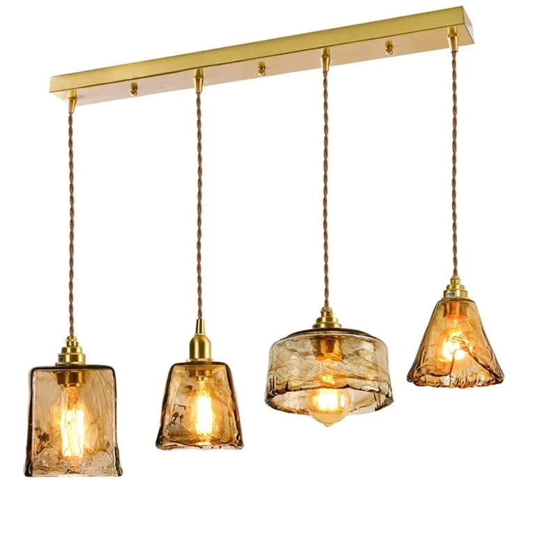 Suspension LED de style japonais en bois et cuivre - Design vintage et réglable | Marco Lucetti Verre 9 / 4W
