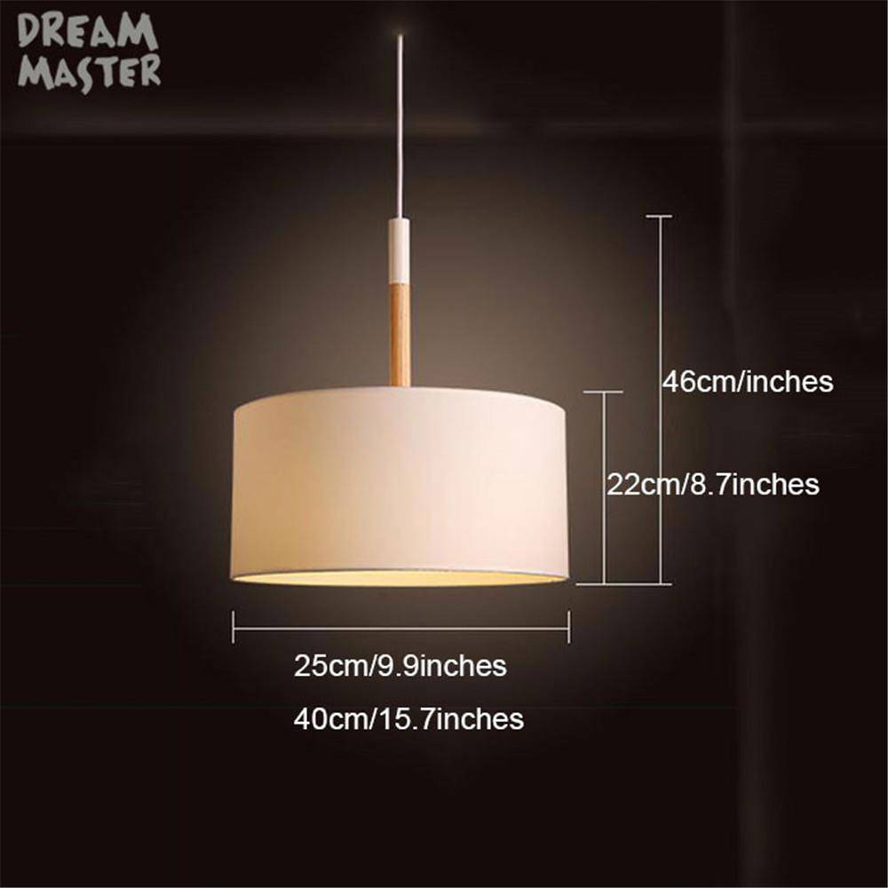 Suspension LED design avec abat-jour en tissu et tige en bois (noir ou blanc) | Marco Lucetti