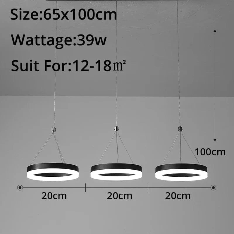 Suspension LED design avec télécommande - Luminaire acrylique Lampara Abajur | Marco Lucetti Noir 3 têtes / Blanc chaud, pas de télécommande