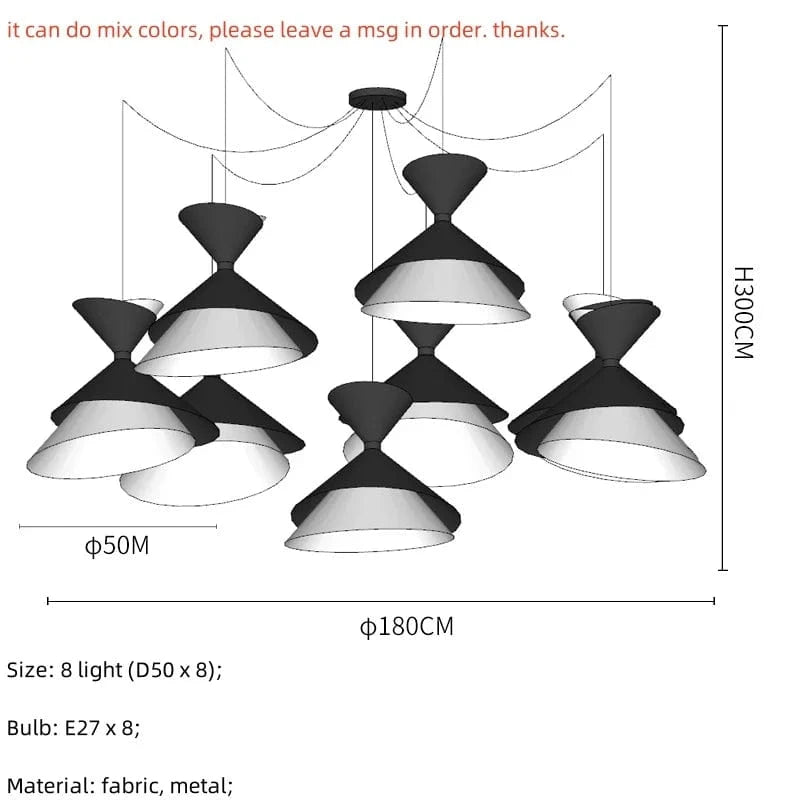 Suspension LED Design Conique Colorée | Marco Lucetti 8 lumière / Ampoule intelligente 10W