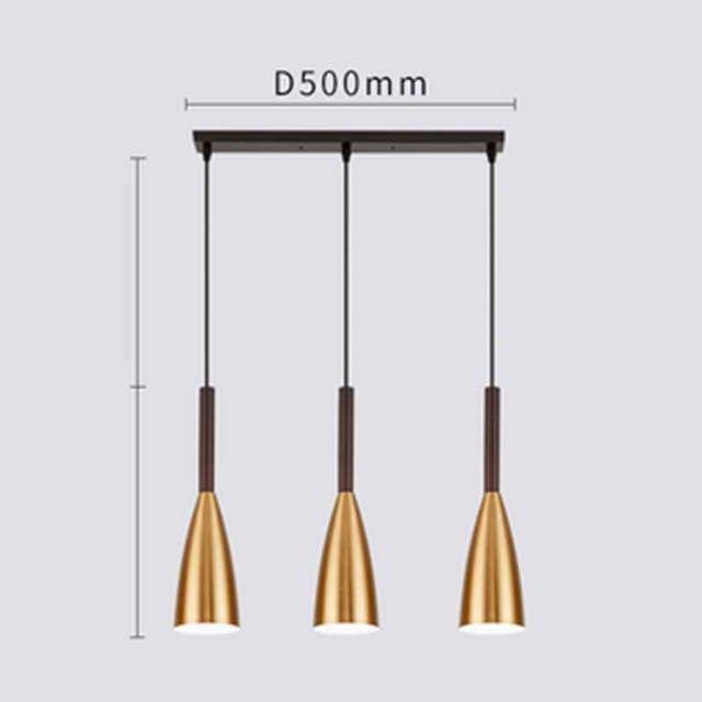 Suspension LED design en aluminium | Marco Lucetti 3 lampes dorées - Socle long