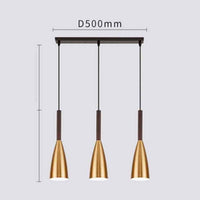 Suspension LED design en aluminium | Marco Lucetti 3 lampes dorées - Socle long