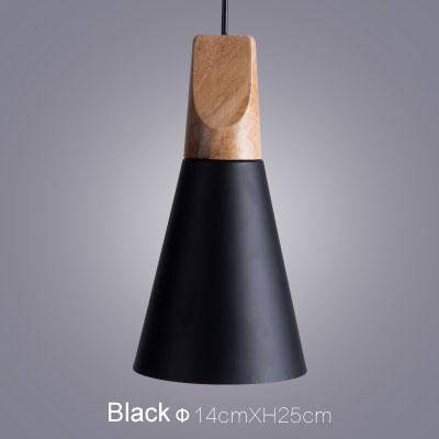 Suspension LED design en bois et aluminium - cône | Marco Lucetti Noir - 14cm / Noir