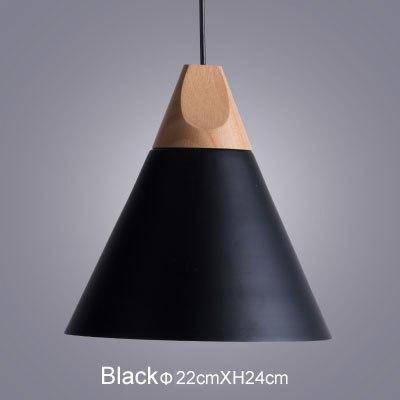 Suspension LED design en bois et aluminium - cône | Marco Lucetti Noir - 22cm / Blanc