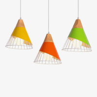 Suspension LED Design en Bois et Cage Colorée. | Marco Lucetti