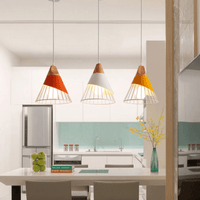 Suspension LED Design en Bois et Cage Colorée. | Marco Lucetti