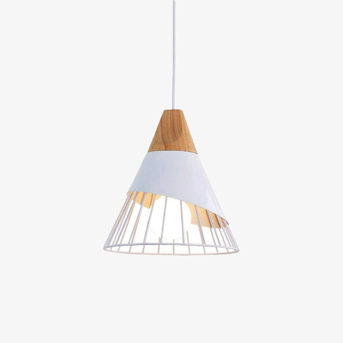 Suspension LED Design en Bois et Cage Colorée. | Marco Lucetti Blanc / 25 x 28cm / Froide