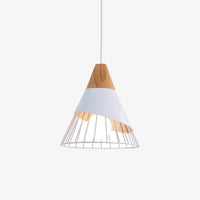 Suspension LED Design en Bois et Cage Colorée. | Marco Lucetti Blanc / 25 x 28cm / Froide