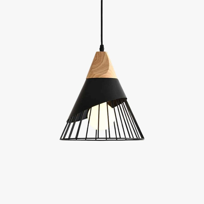 Suspension LED Design en Bois et Cage Colorée. | Marco Lucetti Noir / 25 x 28cm / Froide