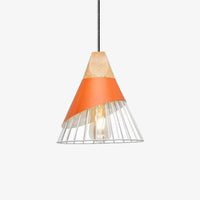 Suspension LED Design en Bois et Cage Colorée. | Marco Lucetti Orange / 25 x 28cm / Froide