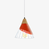 Suspension LED Design en Bois et Cage Colorée. | Marco Lucetti Rouge / 25 x 28cm / Froide