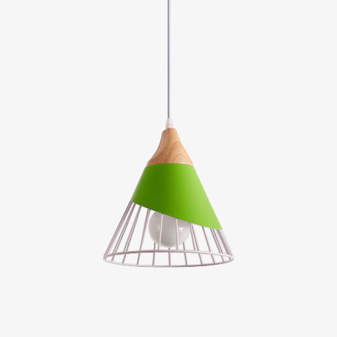Suspension LED Design en Bois et Cage Colorée. | Marco Lucetti Vert / 25 x 28cm / Froide