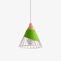 Suspension LED Design en Bois et Cage Colorée. | Marco Lucetti Vert / 25 x 28cm / Froide