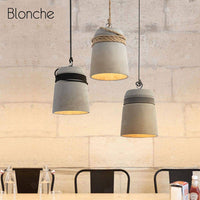 Suspension LED design en ciment avec corde trendy | Marco Lucetti