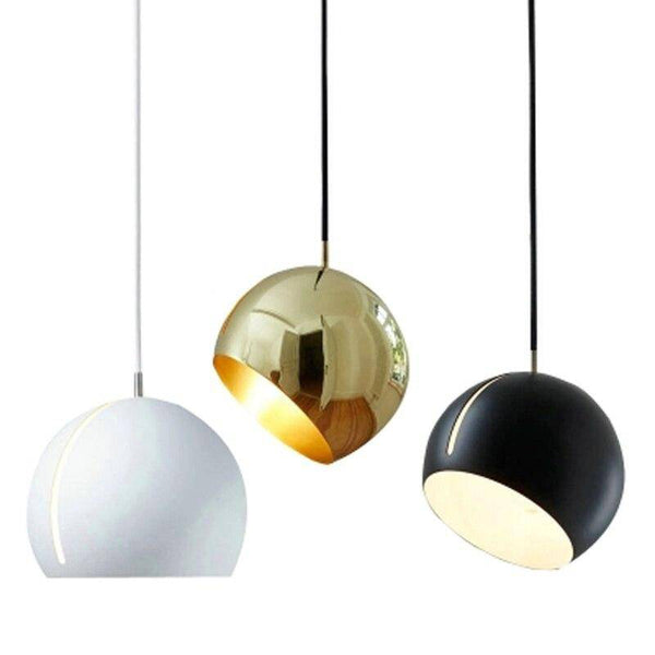 Suspension LED design en métal, abat-jour arrondi | Marco Lucetti Noir